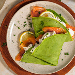 Spinach Pancakes with Smoked Salmon