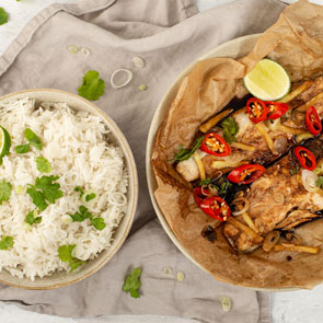 Thai Style Seabass with Coconut Rice