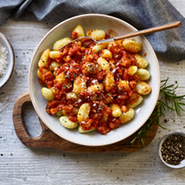 Gnocchi in tomato and Pancetta sauce