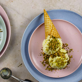 Olive Oil Gelato with Pistachio Crumble