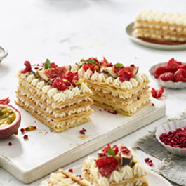 Raspberry, Passionfruit and Mango Mille Feuille