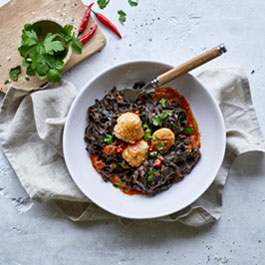 Squid Ink Pasta with Scallops