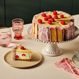 Raspberry and White Chocolate Lamington Cake