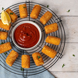 Cheddar and Smoked Ham Croquettes with Bravas Sauce