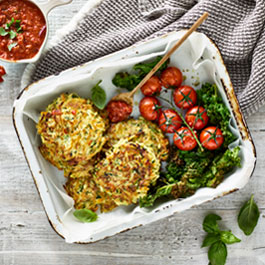 Vegetable Rosti with Smoked Red Pepper Salsa