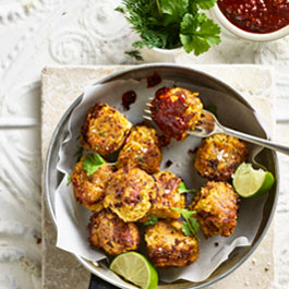 Spiced Cod Fritters with Harissa and Honey Dip