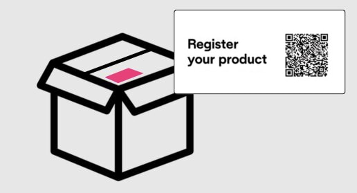 an icon showing the position of a QR code on a box