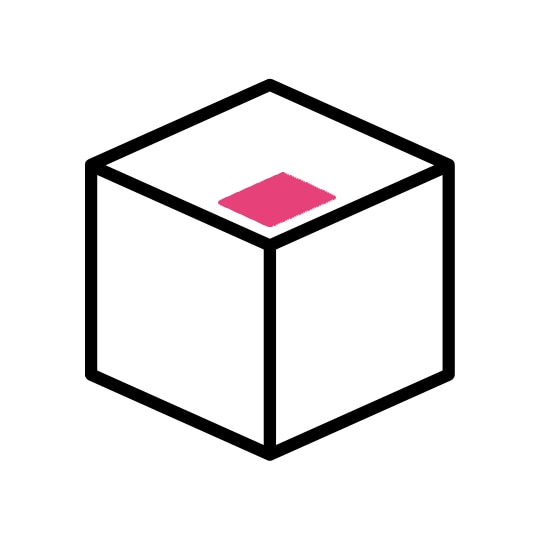 an icon showing the position of a QR code on a box